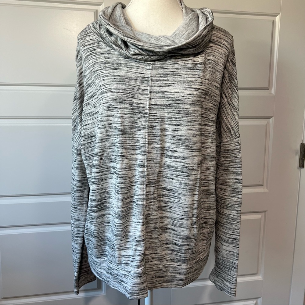 DKNY Sports MD Gray Cowl Neck Jersey Tee Sweatshirt